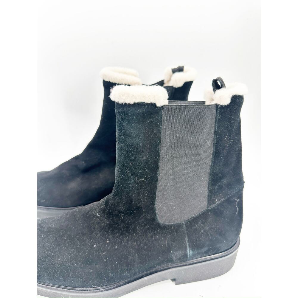 Stuart Weitzman Alpine Faux Fur Lined Black Suede Chelsea Boots Size 12B - Picture 3 of 5